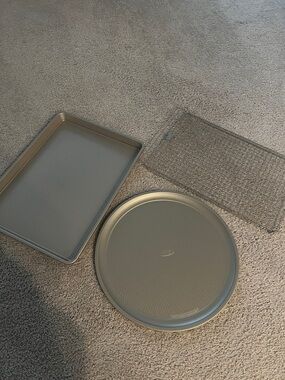 Brand New Oxo Nonstick Baking Sheet, Round Pizza Pan, and Cooling Rack